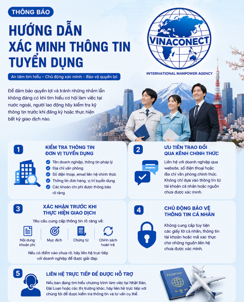 Vinaconect thông báo về việc xác minh thông tin tuyển dụng và giao dịch